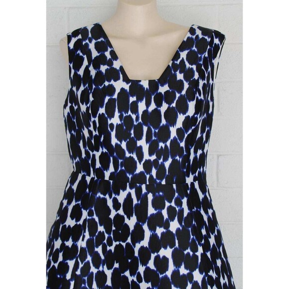 Kate Spade New York Blue Black Leopard Print 12 Fit & Flare Side Pockets Dress - Picture 4 of 8